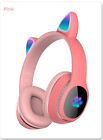 Kids Girls Wired Wireless Headphones Cat Rabbit Ear Headsets Led W/mic Earphone