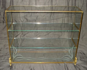 Vintage Messing Seepferdchen & geätztes Glas Fuß Kuriositäten Vitrine Vitrine Regal - Bild 1 von 5