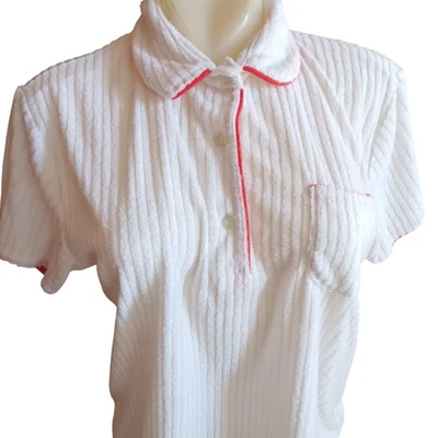 Top de tela de rizo acanalada vintage para mujer mediano de los 80 tenis niña abuela cottagecore Foto 1 de 4