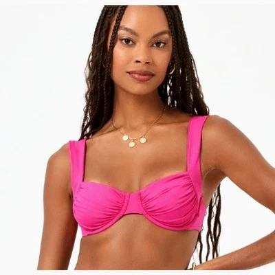 Underwire Ruched Cup Thick Strap 3 point Hook L*space Stella Top Bougainvillea M - Image 1 of 4