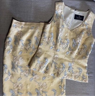 Винтажный Y2K MAX NUGUS Haute Couture желтый шифоновое шелк юбка костюм 6/8, новый - Изображение 1 из 4