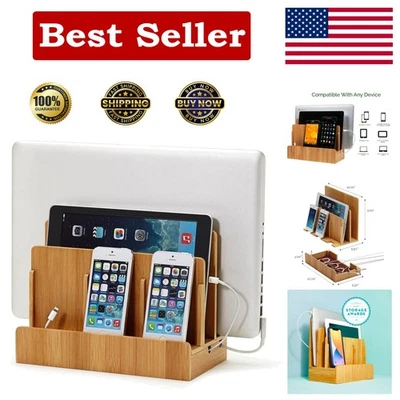 Solución de cable enredado: estación de carga de bambú multidispositivo para toda electrónica Foto 1 de 4