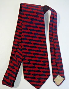 Christian Dior 70's Vintage Trippy Polyester Blue Red Wavy Men Necktie pre logo - Picture 1 of 8