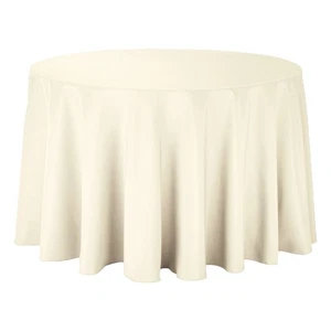 1 pc 120" Round Cloth Fabric Linen Tablecloth - Ivory - Wedding Restaurant ol - Picture 1 of 8