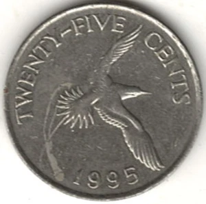 1995 TWENTY-FIVE CENTS ~ BERMUDA ~ B-197 - Picture 1 of 4