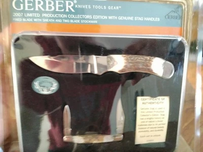 Gerber 2007 edición limitada coleccionista con asas de ciervo genuinas (3 hojas) ¡sin abrir! Foto 1 de 4