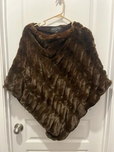 Donna Salyers Fabulous Furs Poncho Pullover Womens One Size Brown Old Money - Picture 1 of 7