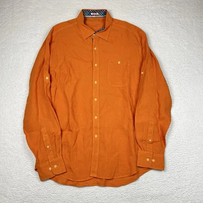 Bugatchi Uomo 100% Linen Button Down Shirt Long Sleeve Mens XL Roll Tab - Image 1 of 4