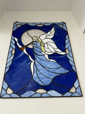 De colección Kirkland Angel Vitral Atrapasol Ventana 20" x 14" Azul Foto 1 de 4
