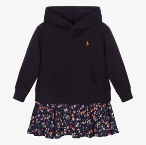 Polo Ralph Lauren Girls' Fleece Hoodie Dress, Boston Commons Navy, Size 16/XL - Picture 1 of 6