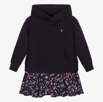 Polo Ralph Lauren Girls' Fleece Hoodie Dress, Boston Commons Navy, Size 16/XL - Image 1 of 4