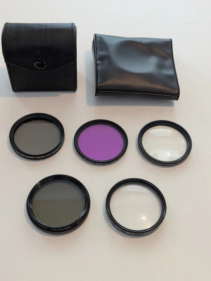 49mm Super Set of 5 Filters w/ Cases - XIT CPL, FL-D, Close up 10, +2, HCE PL - Image 1 of 4