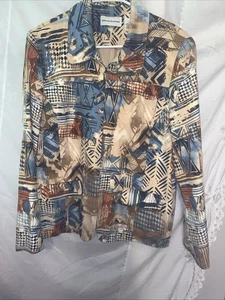 Alfred Dunner Montana Sky Abstract Southwest Zip Jacket Size 16 Country Western - Picture 1 of 7