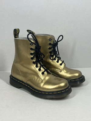 Botas de combate Dr. Martens Pascal para mujer talla 5 charol dorado metálico AW004 Foto 1 de 4