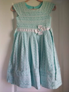 Jona Michelle Girl's Aqua Blue Lace Fit Flare Dress Dressy Sz 10 - Picture 1 of 9