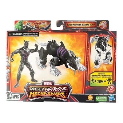 Juego de figuras de acción Marvel Mech Strike Mechasaurus Black Panther & Sabre Claw Foto 1 de 2