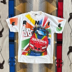Vintage 90s Ernie Irvan Skittles Nascar All Over Print AOP T-Shirt Size Large - Picture 1 of 8