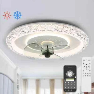 Bella Depot 20 in Crystal White Ceiling Fan LED Light Fandelier w/ Remote  - Picture 1 of 10
