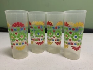 Tupperware Vintage Retro Tumblers Geometric Flowers 16 oz #5107A-Lot Of 4 Cups - Picture 1 of 8