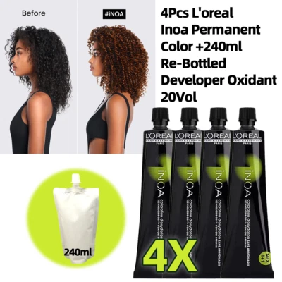 4X L'Oreal loreal iNOA Ammonia-free Hair Color+Re-Bottled Developer Oxidant - image 1 of 2