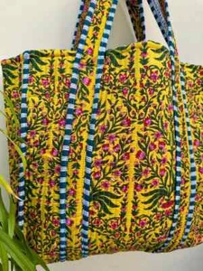 Bolsos de Mano Indios Acolchados Hechos a Mano Bloque de Algodón Bolso de Compras de Hombro Grande para Mujer - Imagen 1 de 5