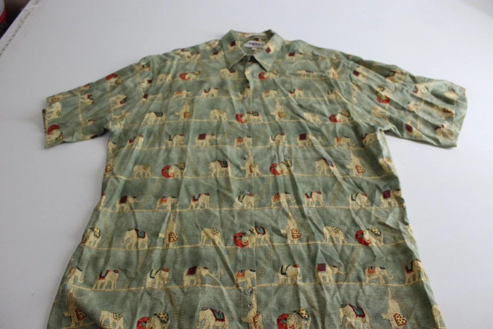 Campia Moda Circus Elephant Artwork Rayon CAMP SHIRT Large L  - Image 1 of 4