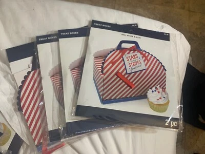 Caixas de guloseimas Red Party (2) pacote com 4 = 8 caixas no total 8 X 9 polegadas também cup cake - Imagem 1 de 4