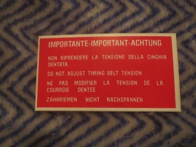 LANCIA ZAGATO 1982 CUPÉ HDTP salón correa de distribución calcomanía Foto 1 de 2