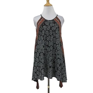 Max Studio Dress Womens S Small Multi Halter Handkerchief Hem Keyhole Tie Boho - Picture 1 of 10