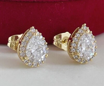 Luxus Ohrringe Ohrstecker Zirkonia Kristall 585er Rolled Gold 14K vergoldet - Bild 1 von 4