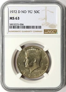 1972-D No "FG" Kennedy Half Dollar 50c NGC MS63 POP 1/6 - Picture 1 of 4