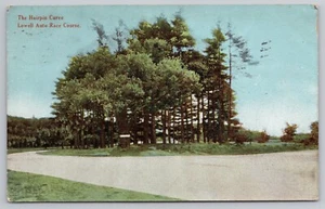 1909 Lowell Mass Auto Race "The Hairpin Curve" Merrimack Valley Course Postcard - Imagen 1 de 2