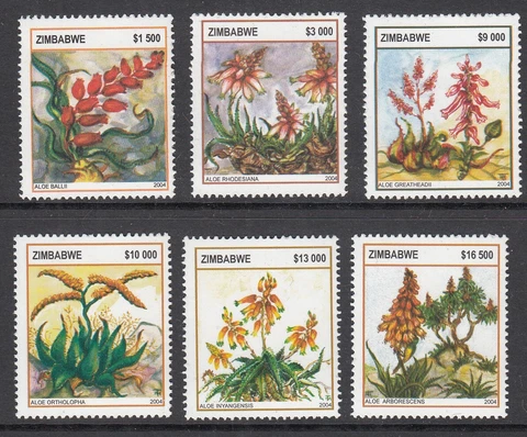 Zimbabwe: Aloes, unmounted mint set, 2004 Cover
