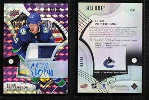 2021-22 Upper Deck Allure Purple Diamond /10 Elias Pettersson #62 Patch Auto