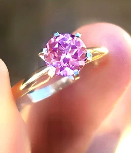 2ct Natural VS Pink Sapphire 14K Solid Yellow Gold Engagement Ring Wedding Dress - Picture 1 of 7
