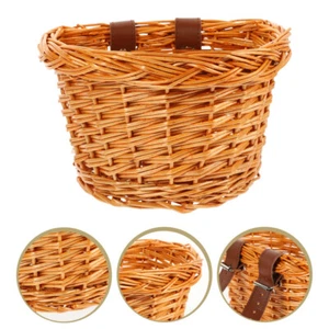 Outdoor Bike Accessory Woven Basket Wicker Child Front Handlebar Kids - Picture 1 of 12