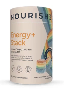 Nourished Energy+ Boost Nährstoffstapel 30 Gummis Ingwer + Zink + Eisen + B12 - Bild 1 von 1