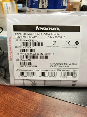 Lenovo Thinkpad Mini-HDMI to VGA Adapter 4X90F33442 NEW  - Image 1 of 2