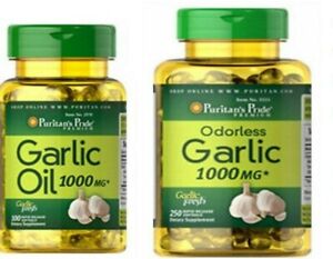 Garlic Oil & Odorless Garlic Pills antioxidant 1000mg Cholesterol Health 100+250