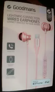 Auriculares con cable Goodmans Conexión Lightning (iPad/iPhone). Micrófono incorporado. Rosa. - Imagen 1 de 6