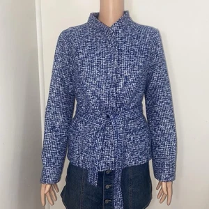 Giacca donna Banana Republic blu tweed cravatta cintura taglia 8 - Foto 1 di 4