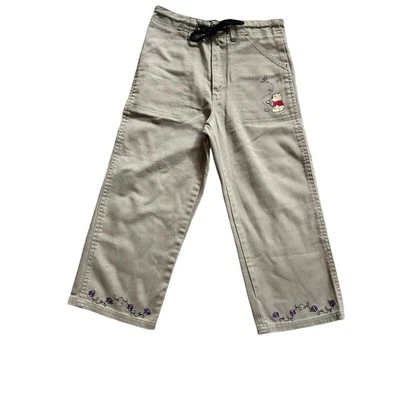 Calça Winnie The Pooh Menina Tamanho 7/8M Bege Bordado Apenas Pooh Cordão - Imagem 1 de 4