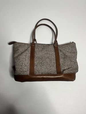 L.L. Bean brown leather tote duffle bag good cond. classic vintage large wool  - Image 1 of 4