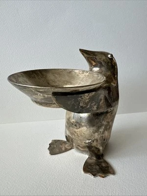 VTG Restoration Hardware Heavy Penguin Butler Dish Silverplate 2 piece Metal 5” - Image 1 of 4