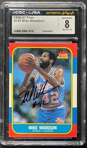 MIKE WOODSON SIGNED KINGS 1986 FLEER #129 CGC GRADE 8 JSA MINT 10 AUTO GRADE - Picture 1 of 2