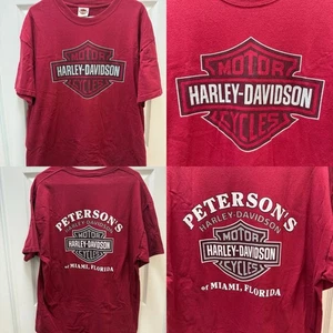 Vintage Harley Davidson T Shirt XL Red Peterson’s Miami Florida   - Picture 1 of 6