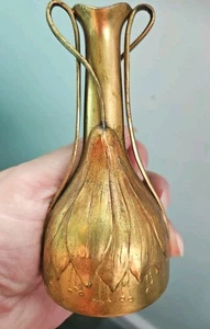 Antique Signed Orivit #2172 Gilt Metal Flower Vase. Art Nouveau 4.5” Stunning! - Picture 1 of 7