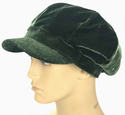 MAJOR WEAR Velvet Green Bakerboy Newsboy Hat Gatsby 8 Panel Winter Cap Ladies Womens Girls
