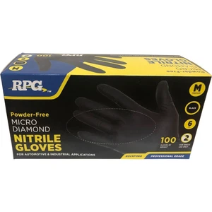 RPG Micro Diamond Powder Free 6 Mil Nitrile Gloves Black Medium Box of 100 - Picture 1 of 2