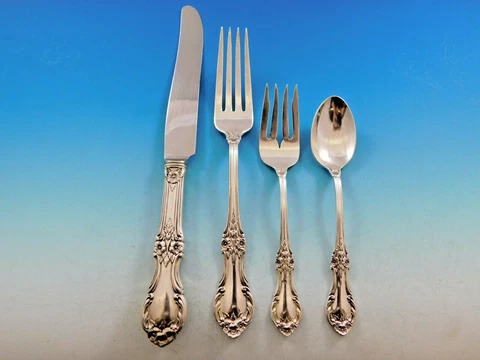 Wild Rose by International Sterling Silver Flatware Set 8 Service 32 pcs Dinner Cover